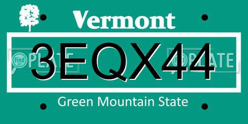 3EQX44 Vermont License Plate