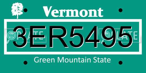 3ER5495 Vermont License Plate