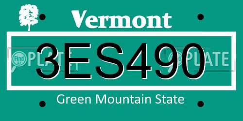 3ES490 Vermont License Plate