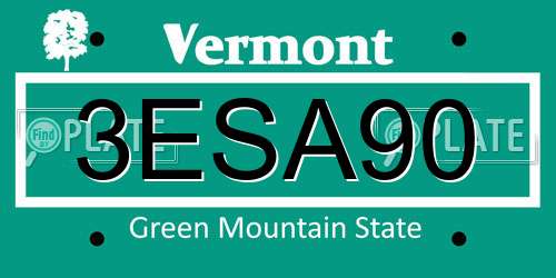 3ESA90 Vermont License Plate