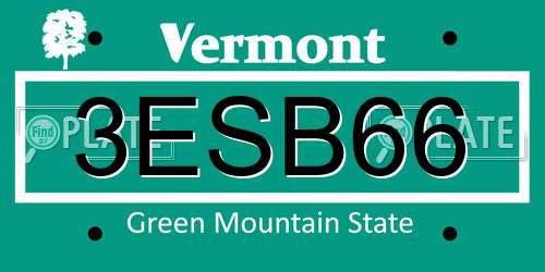3ESB66 Vermont License Plate