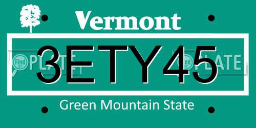 3ETY45 Vermont License Plate