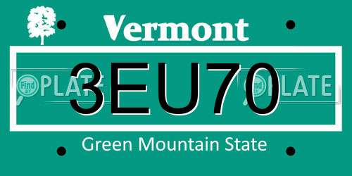 3EU70 Vermont License Plate