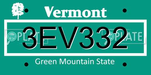 3EV332 Vermont License Plate