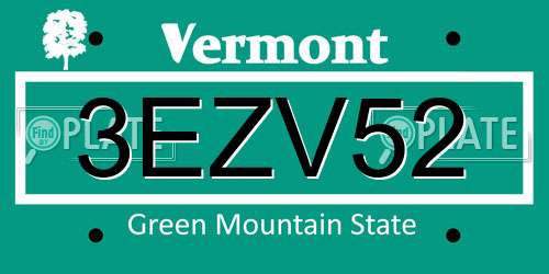 3EZV52 Vermont License Plate