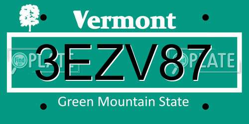 3EZV87 Vermont License Plate
