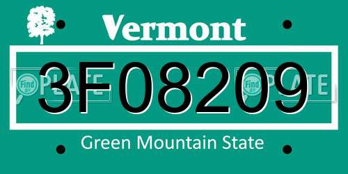 3F08209 Vermont License Plate