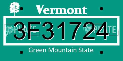 3F31724 Vermont License Plate