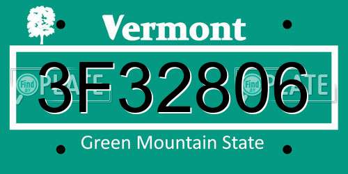 3F32806 Vermont License Plate