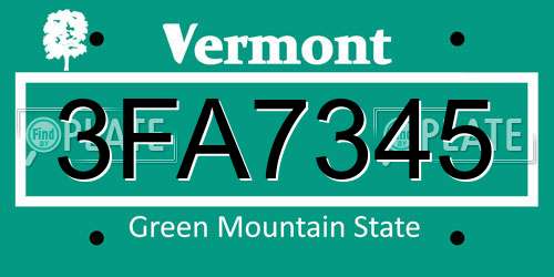 3FA7345 Vermont License Plate