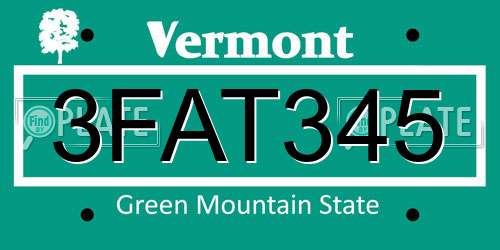 3FAT345 Vermont License Plate