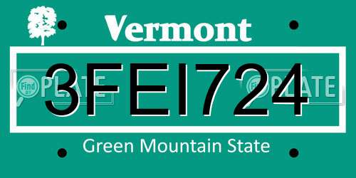 3FEI724 Vermont License Plate