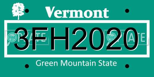 3FH2020 Vermont License Plate