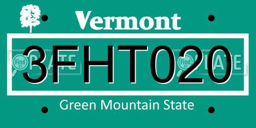 3FHT020 Vermont License Plate