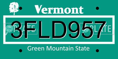 3FLD957 Vermont License Plate