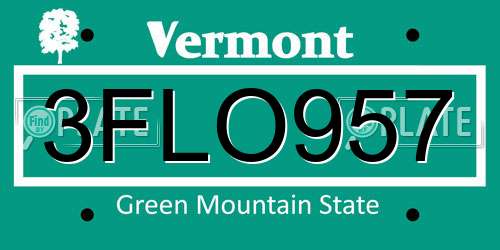 3FLO957 Vermont License Plate