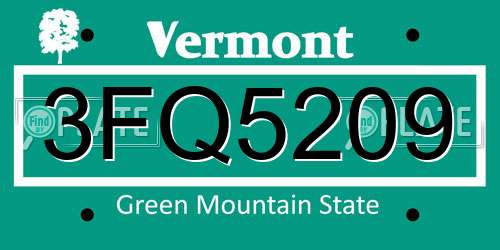 3FQ5209 Vermont License Plate