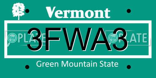 3FWA3 Vermont License Plate