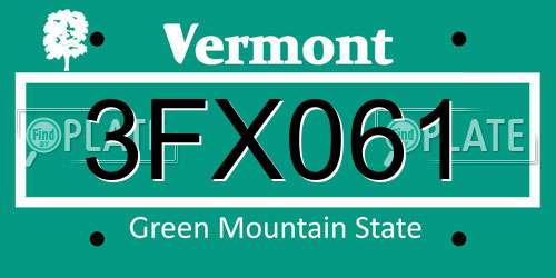 3FX061 Vermont License Plate