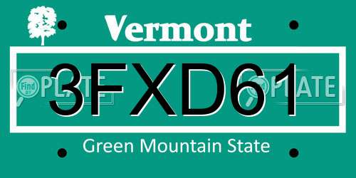 3FXD61 Vermont License Plate
