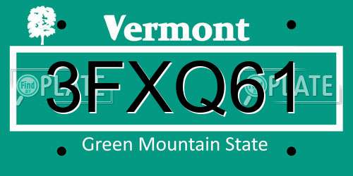 3FXQ61 Vermont License Plate