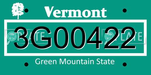 3G00422 Vermont License Plate