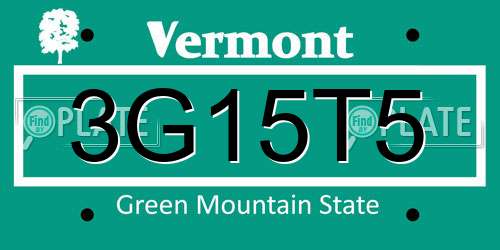 3G15T5 Vermont License Plate