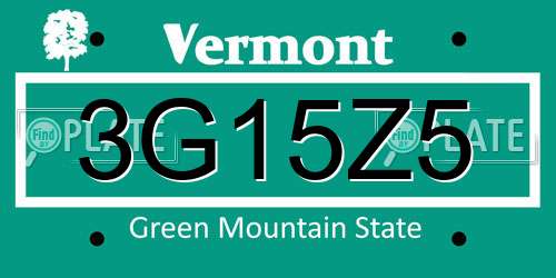 3G15Z5 Vermont License Plate