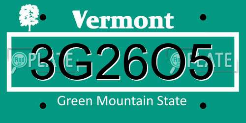 3G26O5 Vermont License Plate