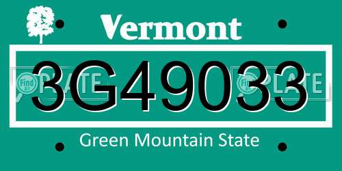 3G49033 Vermont License Plate