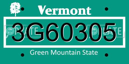 3G60305 Vermont License Plate