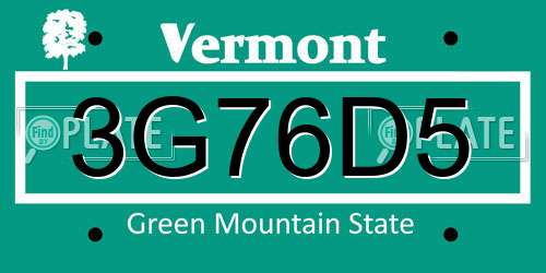 3G76D5 Vermont License Plate