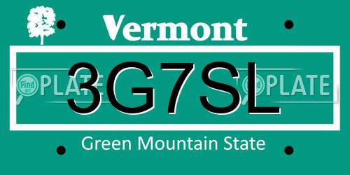 3G7SL Vermont License Plate