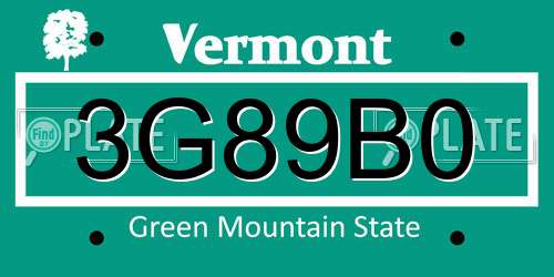 3G89B0 Vermont License Plate