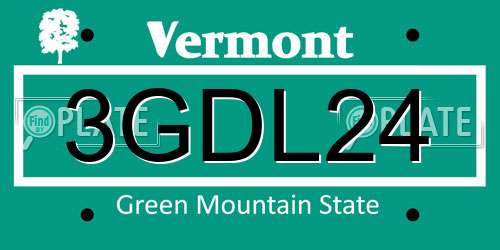 3GDL24 Vermont License Plate