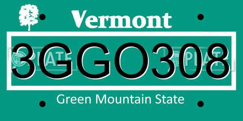 3GGO308 Vermont License Plate