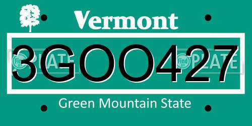 3GOO427 Vermont License Plate