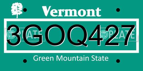 3GOQ427 Vermont License Plate