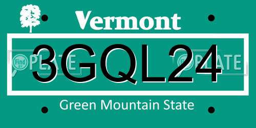 3GQL24 Vermont License Plate