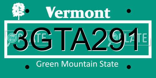 3GTA291 Vermont License Plate