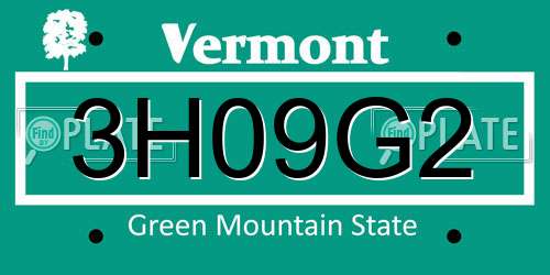 3H09G2 Vermont License Plate