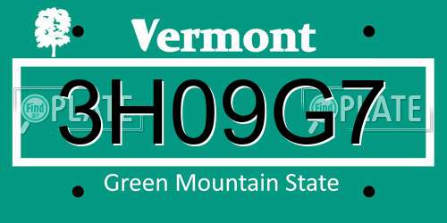 3H09G7 Vermont License Plate
