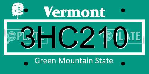 3HC210 Vermont License Plate