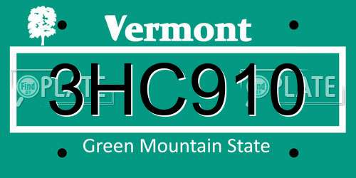 3HC910 Vermont License Plate