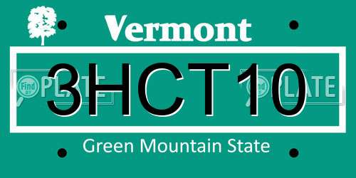 3HCT10 Vermont License Plate