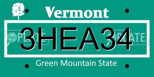 3HEA34 Vermont License Plate