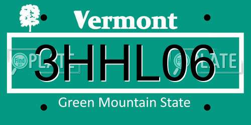 3HHL06 Vermont License Plate