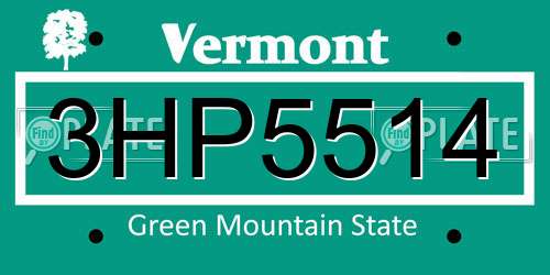 3HP5514 Vermont License Plate