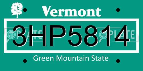 3HP5814 Vermont License Plate
