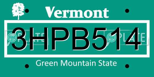 3HPB514 Vermont License Plate